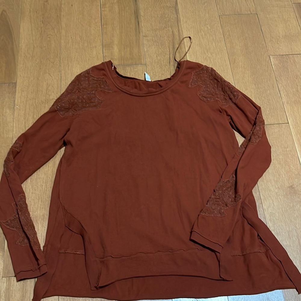 Free People Thick Shirt with Lace Accents